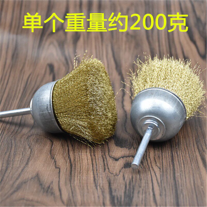 杆碗钢丝刷带柄碗型实心铜丝抛光轮木工家俱打磨纯铜丝除锈去毛刺