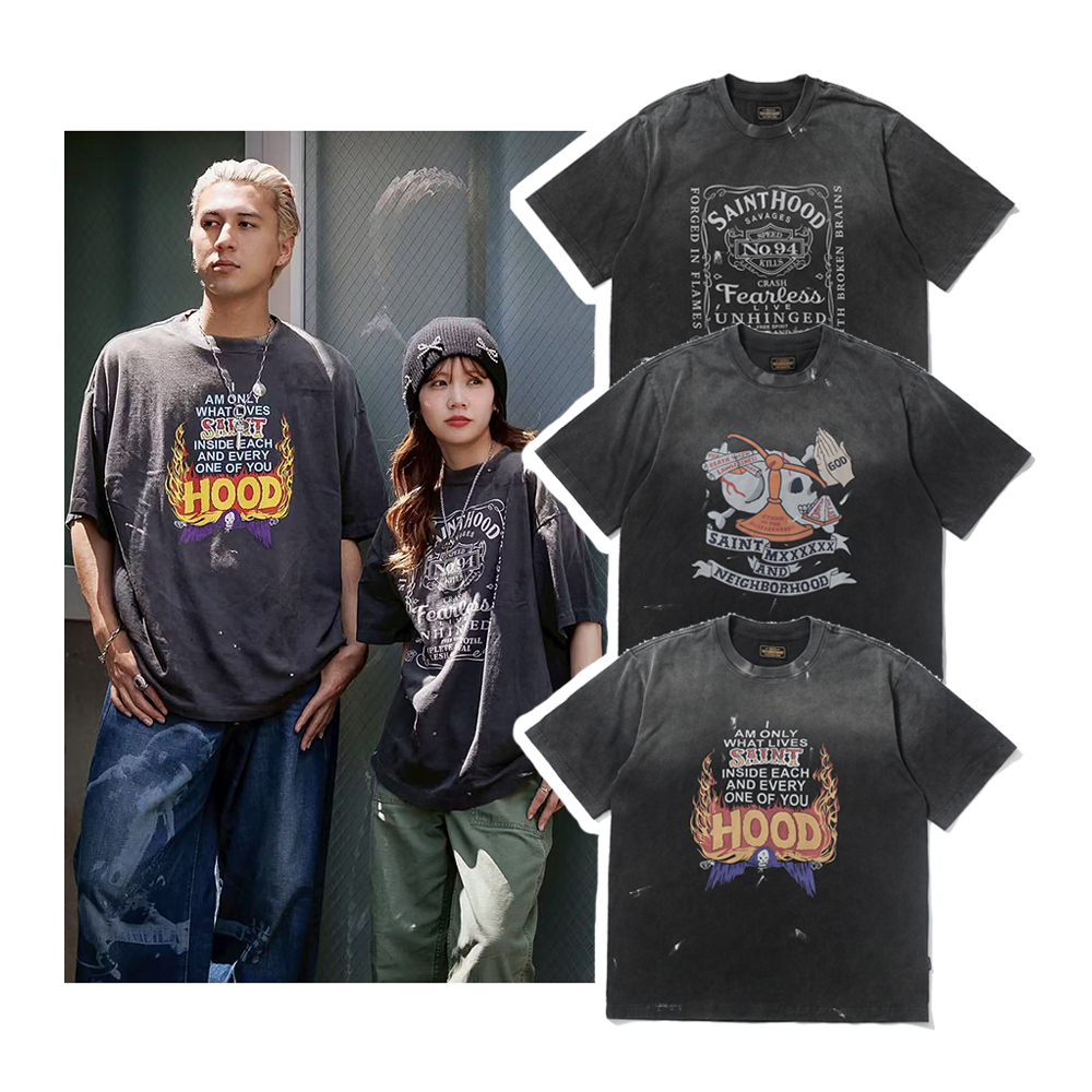 Neighborhood水洗做旧短袖T恤