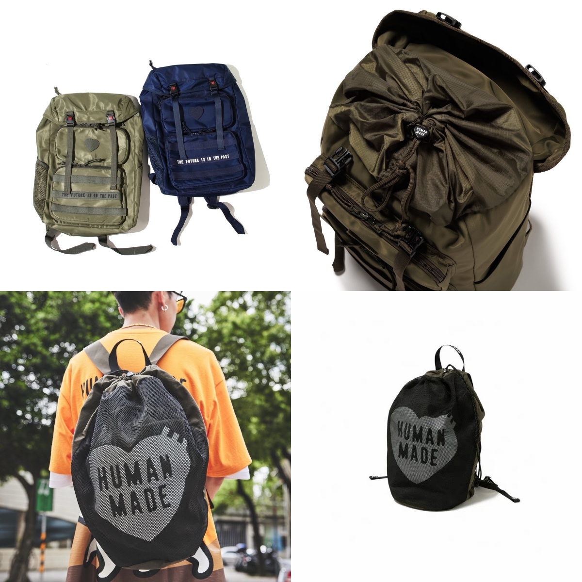 潮牌HUMAN日系复古工装双肩包