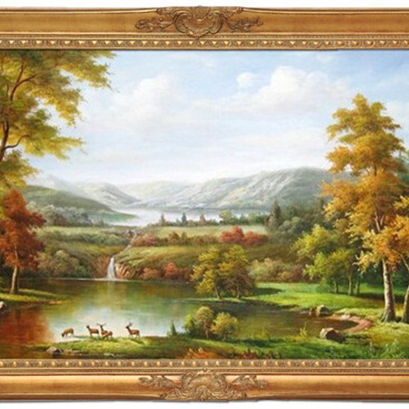 精品客厅挂画推荐沙发背景墙装饰画古典风景手绘油画 欧式有框画