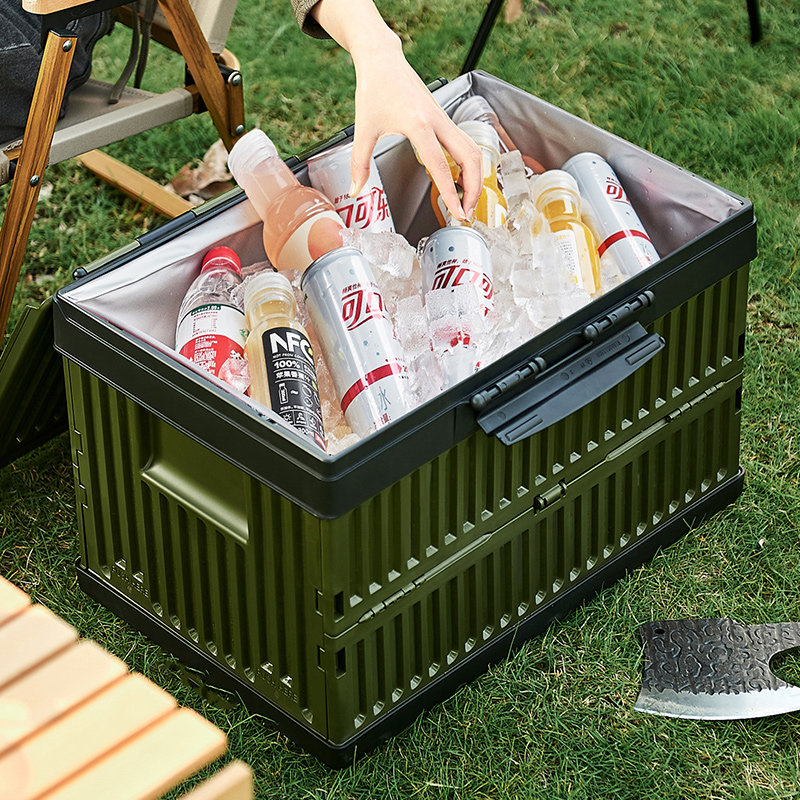 户外收纳箱可折叠塑料框t保温防水袋露营野餐连体盖车载整理箱子