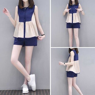 休闲两件套韩版 大码 宽松娃娃衫 2021夏季 套装 时尚 短裤 女潮 新款