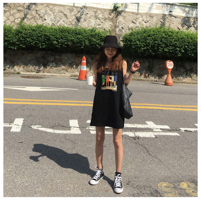 中长内搭背心加肥加大码女装200斤港风遮肚无袖胖mm宽松上衣吊带