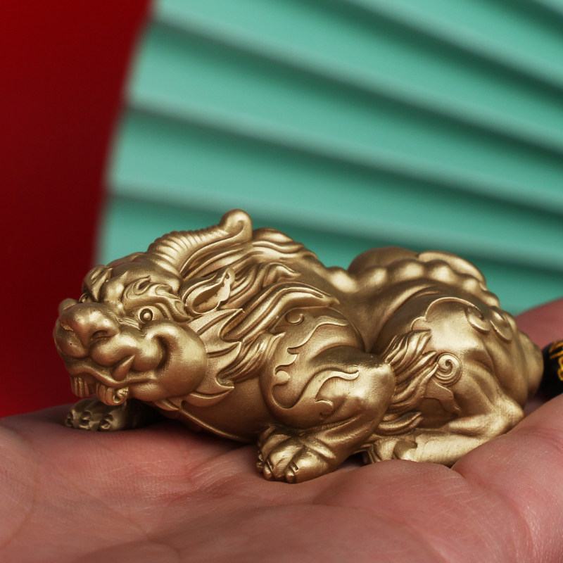 纯铜貔貅手把件男士盘玩s随身挂绳把玩件好运招财文玩小摆件礼物