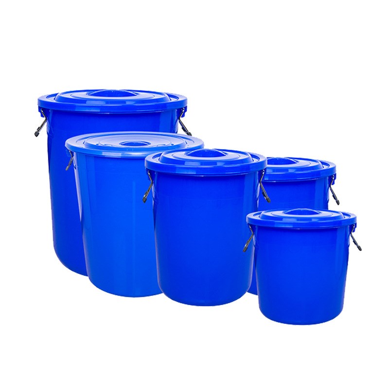 铁柄桶160升塑料白色储水桶带把手大号米桶厨房V圆形化工桶带盖