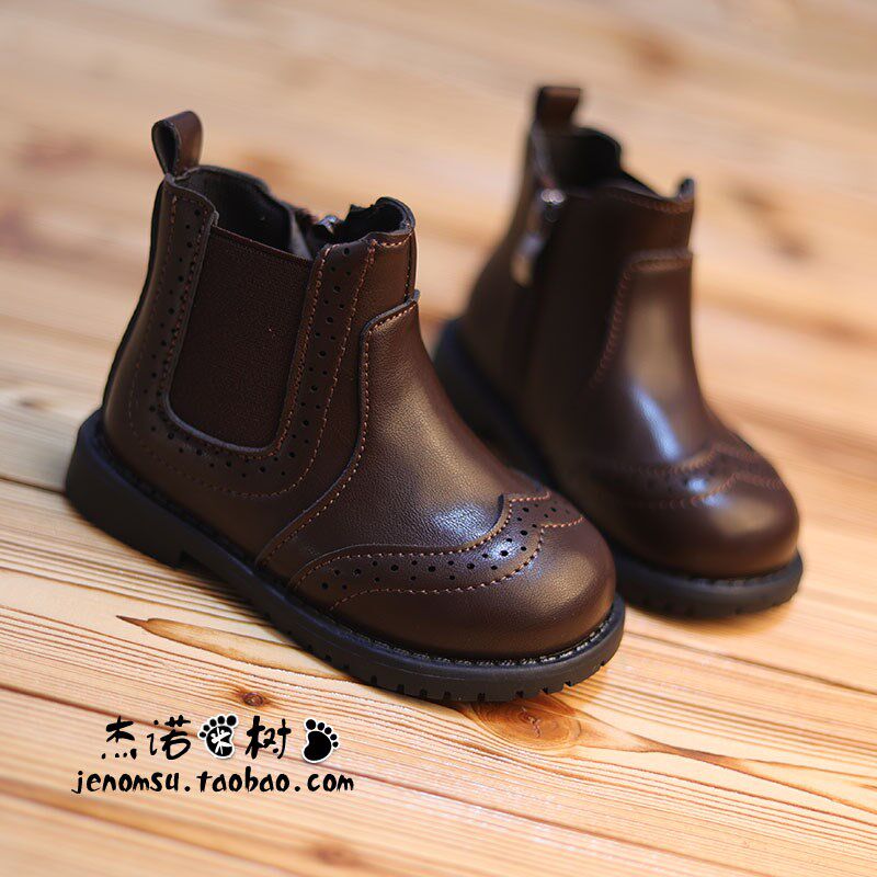 宝宝皮鞋男童英伦风马o丁靴春秋季短靴中小童1-3-5岁黑色女宝靴子