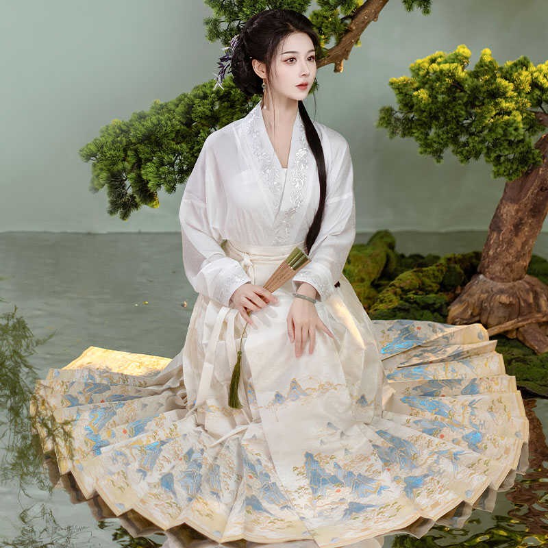 汉馥千里江山马面裙2025年春新款日常中国风长裙新中式汉服半身裙
