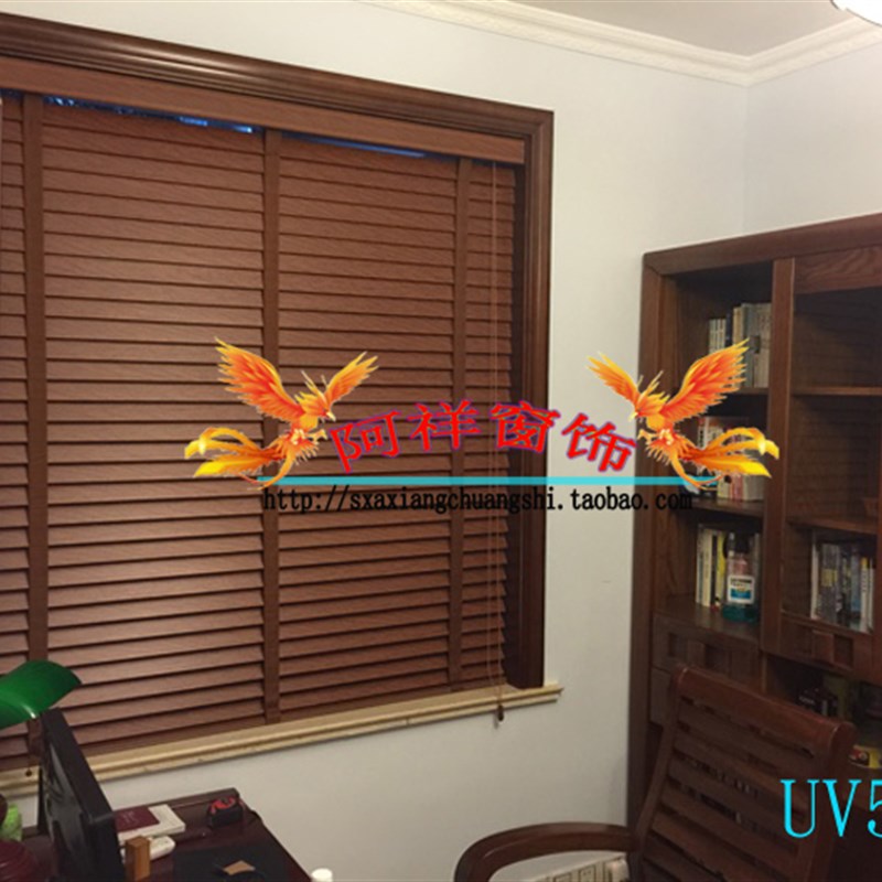 工厂直销/高档印花UV椴木桐木百叶帘/木帘竹百叶竹帘卷帘中式装修图片