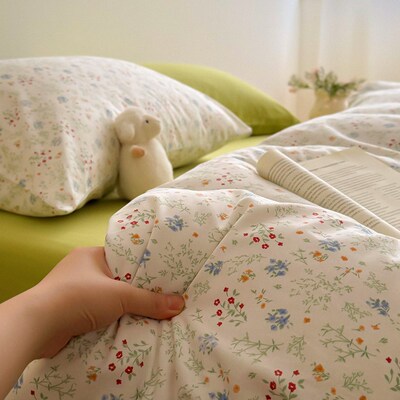 文艺小清新碎花全棉被套床上三四件套宿舍被罩1.5mW1.8m春夏季