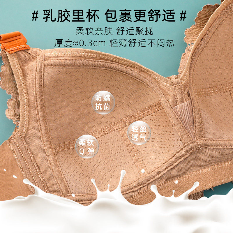 夏季内衣女薄款大胸显小无钢圈聚拢D收副乳调整型超薄文胸罩防下