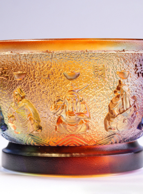 琉璃五路财神聚宝盆招财摆w件中式客厅商铺桌面摆放乔迁开业送礼