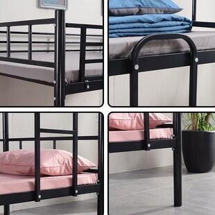 上下铺两层防摔全护栏床员工宿舍B床二层铁架床简易双层高低铁艺