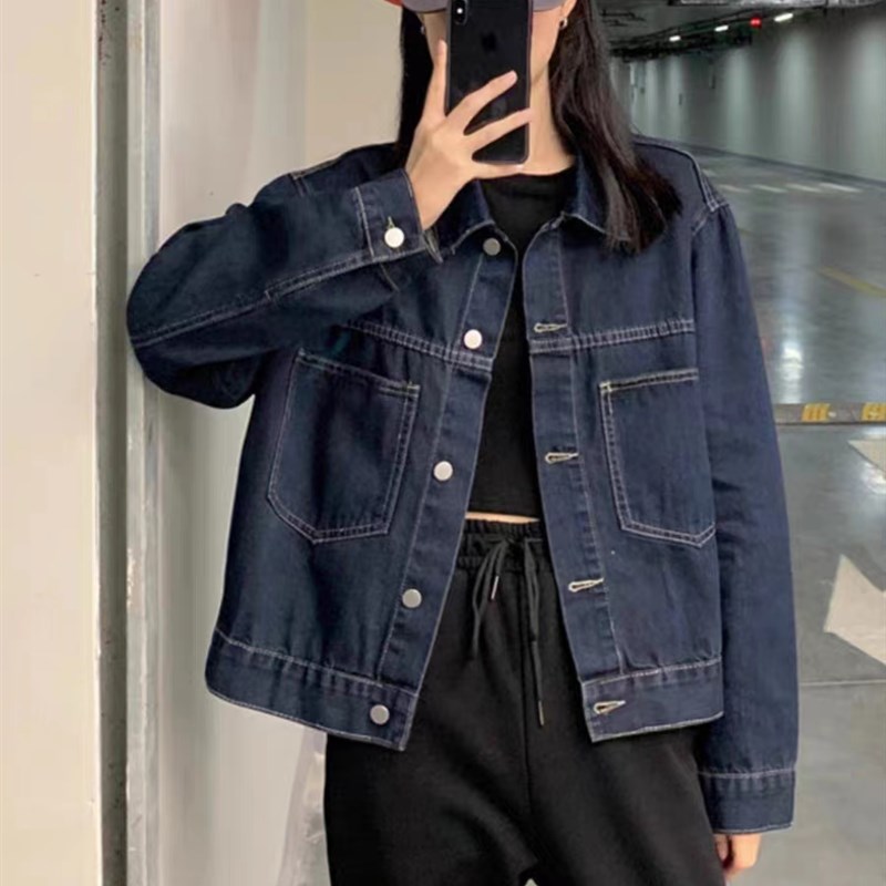 大码胖妹妹牛仔外套女春秋冬新款宽松港风显瘦百搭bf上衣复古夹克