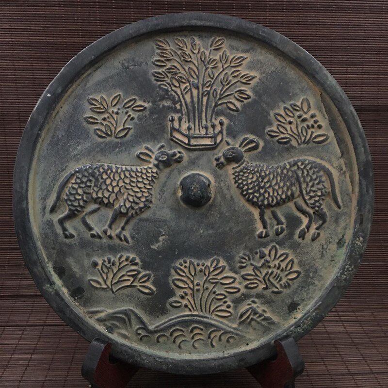 纯铜大号仿古做旧青铜镜老镜子工艺D品摆件玄关卧室装饰品影视道
