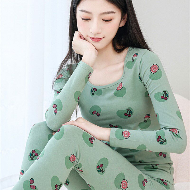 少女秋衣秋裤套装女100%纯棉初高中学生保暖内衣棉毛衫线衣线裤薄