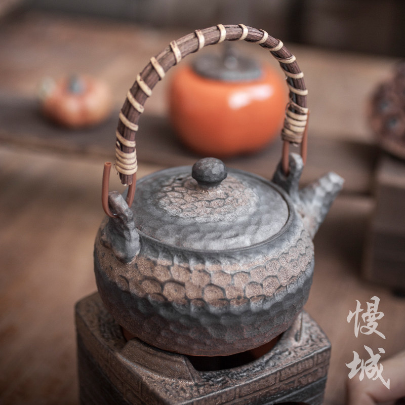 手工提梁壶仿古粗陶n锤纹煮茶壶水壶普洱泡茶单壶小号日式功夫茶