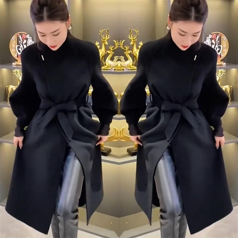 小个子网红爆款毛呢外套女2025年春秋新款气质显瘦中长款呢子大衣