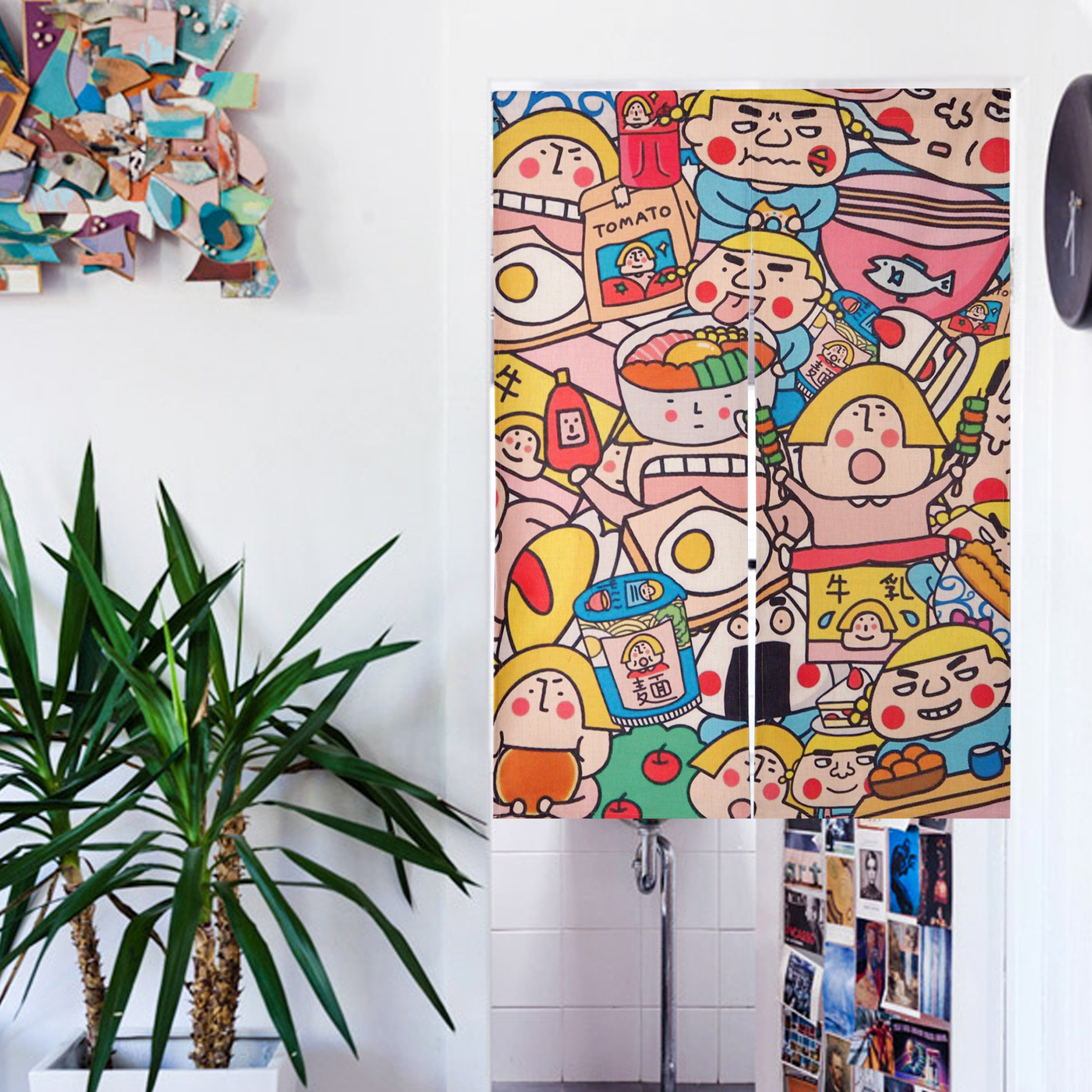 卡通新房礼物 棉麻布艺门帘客厅卧室书房玄关走道挂帘半帘装饰