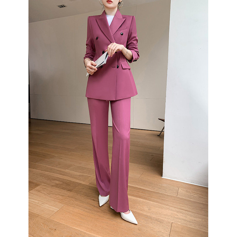 红色西装套装女高级感时尚气质女神范职业正装直筒裤休闲西服外套