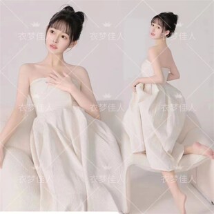 个人写真服装 小清新甜美纯欲影楼私房少女奶油风艺术照摄影抹胸裙