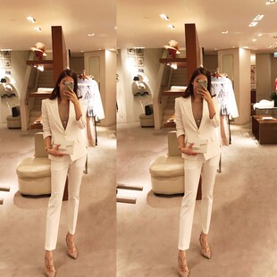 职业西装 气质显瘦一粒扣小西服外套九分裤 套装 韩版 女春秋新款 时尚