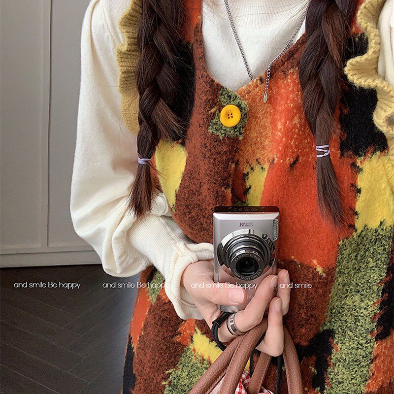 秋冬款毛呢背心连衣裙女森系复古内搭毛衣小个子穿搭套装马甲长裙