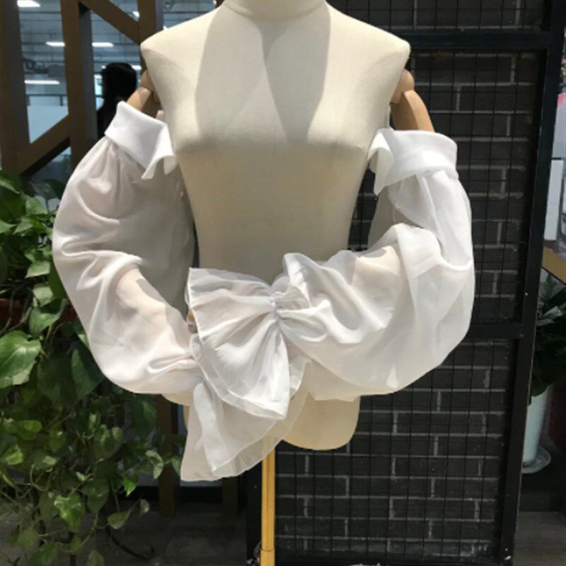 拍照可拆卸婚纱礼服配件袖套网纱款泡泡袖宽松遮手臂舞会演出服饰
