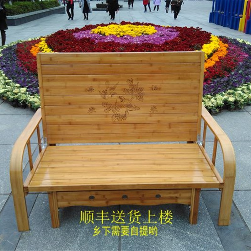 沙发床可折叠单人午k休木板床双人1.8简易床1.5米凉椅两用午睡竹