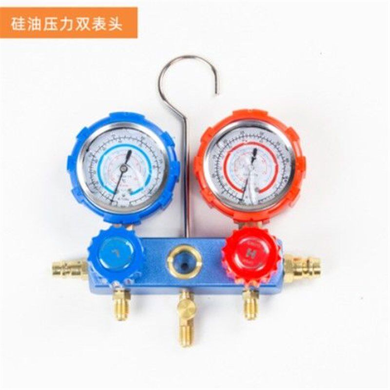 R134a冷媒汽车加氟表雪种压力表冷媒双表头阀空调加氟工具套装