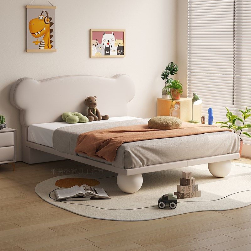 奶油风儿童床现代简约男孩女孩卧室1.2m皮床创意圆球脚简易床家具,标准件/零部件/工业耗材,输送带/传送带,淘宝优惠券,粉丝福利购,淘宝优惠卷