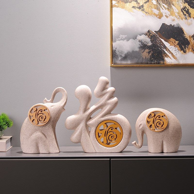现代创意福字大象摆件招财镇宅家居客厅酒柜电视柜装饰品陶瓷福象,机械设备,矿山专用设备,淘宝优惠券,粉丝福利购,淘宝优惠卷