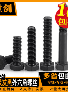 8.8级外六角螺丝高强度黑色六方螺栓加长螺钉螺杆6M8M10M12M14M16