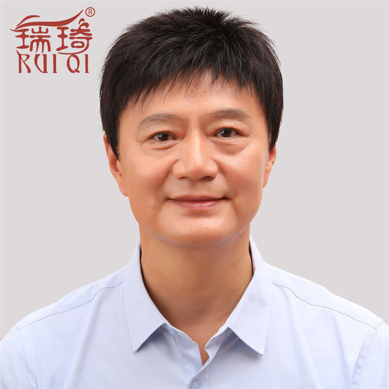 假发男短发毛寸头递针手织帅气中老年真人发丝平头真发白短直发套