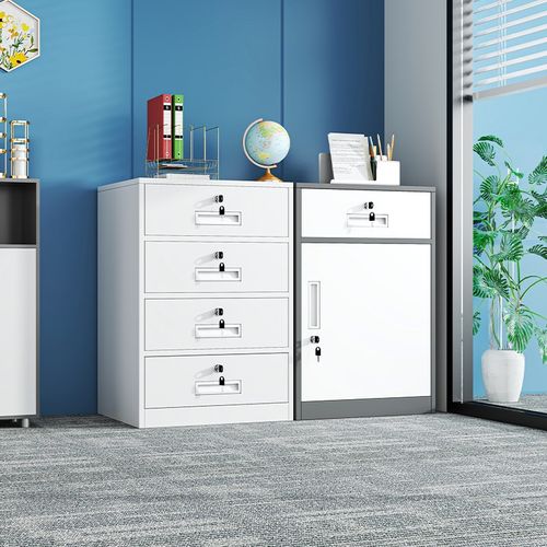 铁皮文件柜办公室矮柜带锁储物柜档案收纳柜抽屉资料柜桌下小柜子