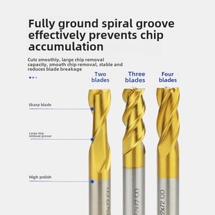 2刃高速钢M35高钴全磨制直柄含钴白钢立铣刀不锈钢镀钛涂层