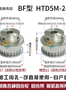 同步轮HTD5M-24齿 精加工内孔 6/8/10/12/12.7/14/15/16/17 BF型