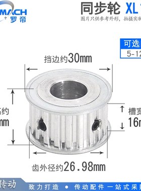 同步轮 XL17齿/T 槽宽16 AF型 两面平同步带轮 齿面顶丝 内孔6-12