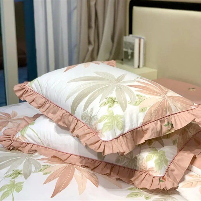 荷叶边床单被套四件套100A全棉裸睡公主风床上用品套件厚
