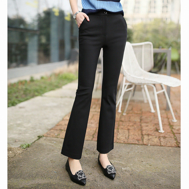微喇叭裤女九分秋冬高腰修身显瘦加绒百搭休闲小阔腿西装微喇裤子