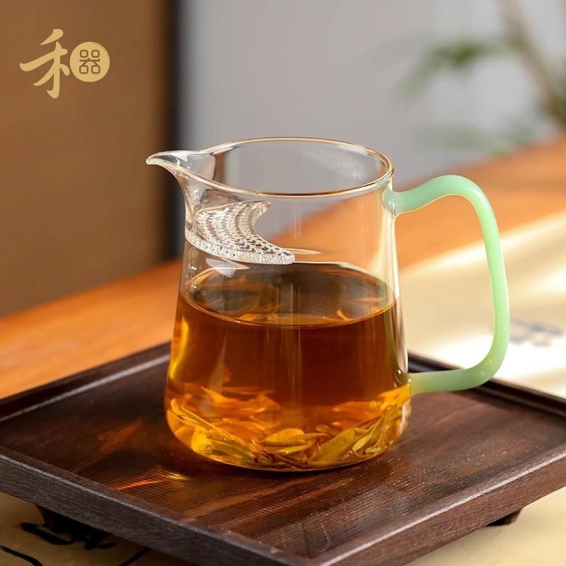 【禾器大容量】绿茶泡茶杯玻璃月C牙公道杯过滤澄然煮茶器耐热茶