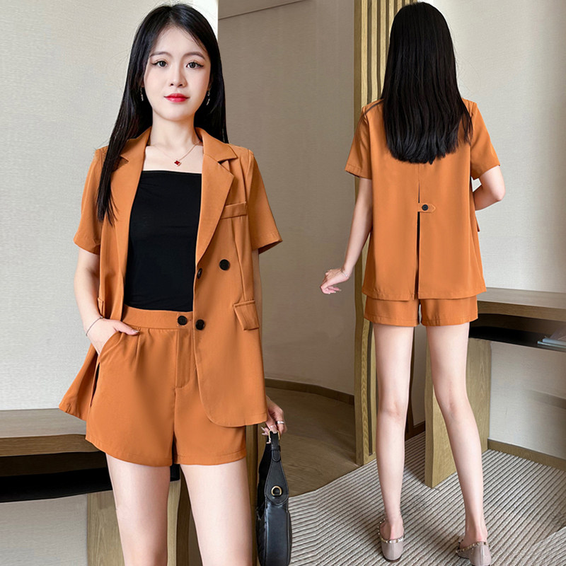 薄西装套装女夏季2023新款时尚休闲短裤小个子西服两件套装高级感
