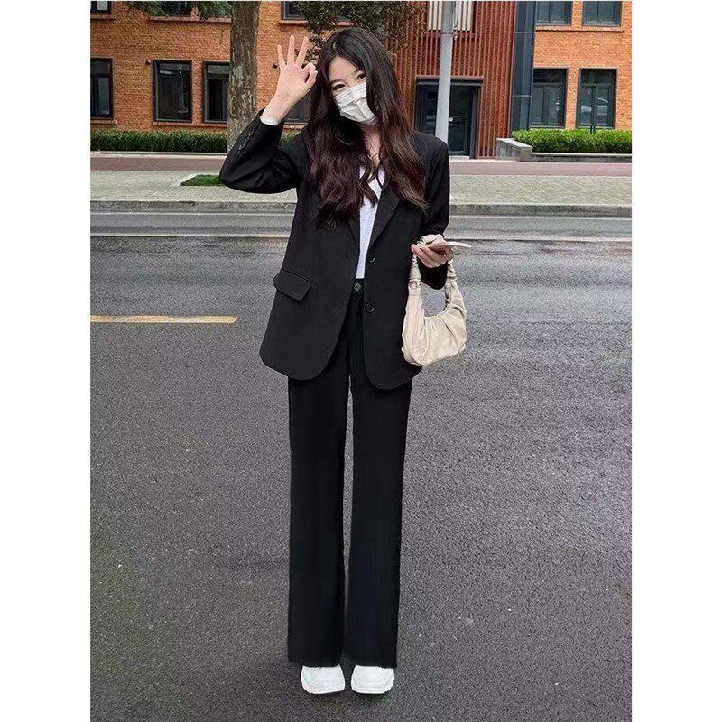 正装女套装2024新款西装套装女大学生面试工作西服黑色外套三件套