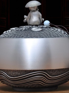 茶叶罐摆件客厅茶几纯锡罐金属密封C罐存储醒茶罐商务礼品定制log