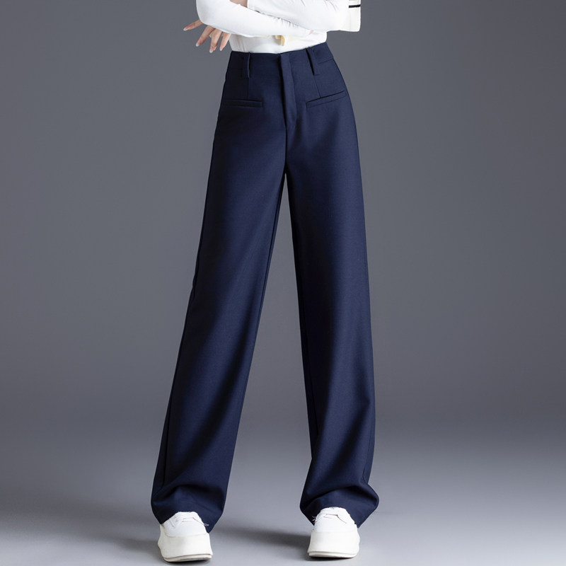 西装裤子女新款加绒2024年秋冬季女士窄版阔腿裤高腰直筒裤休闲裤