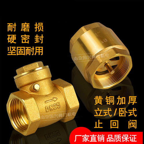 黄铜卧式4分止回阀6分内丝1寸立式铜杆弹簧单向阀逆止阀65 80 100