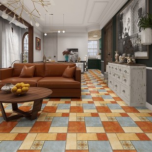 美式复古瓷砖500x500客厅卧室田园仿古砖庭院室外地砖阳台拼花砖