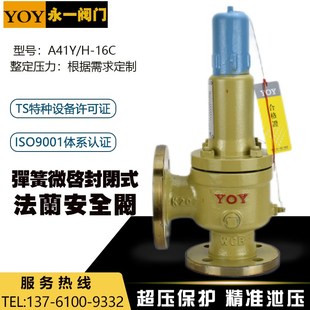 安全阀 16C空气石油气铸钢法兰弹簧微启封闭式 YOY永一阀门A41Y