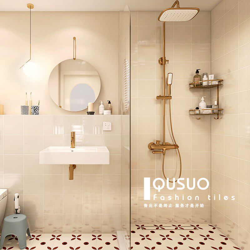 趣所 亮光浮雕卫生间浴室瓷砖 法式复古厨房厕所釉面墙砖花砖地砖