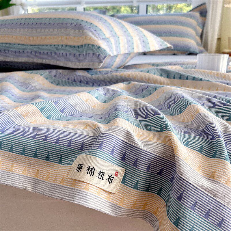 全棉缎纹原d棉老粗布床单三棉麻件套细纱田园风单件件套被单