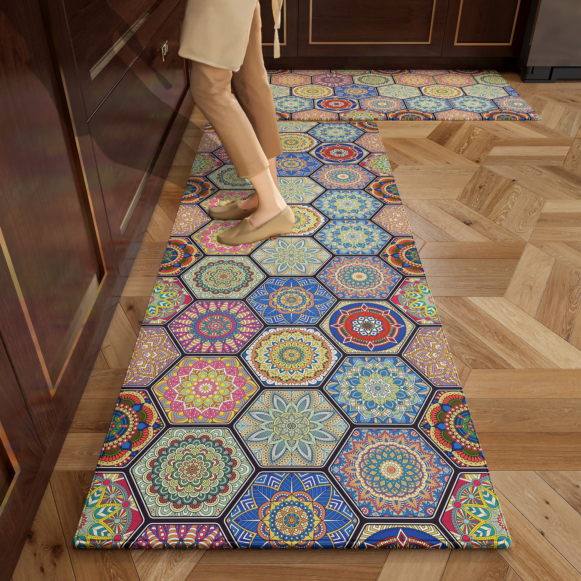 欧式厨房专用f地垫高级感防污吸水垫可擦免洗防脏防滑家用地毯长